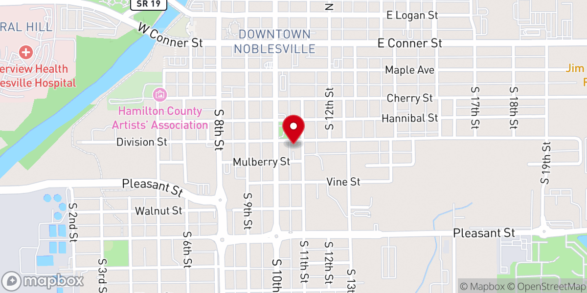 Map showing location of Noblesville Friends Church