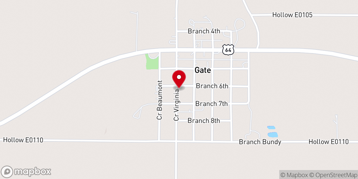 Map showing location of Gate Methodist Church