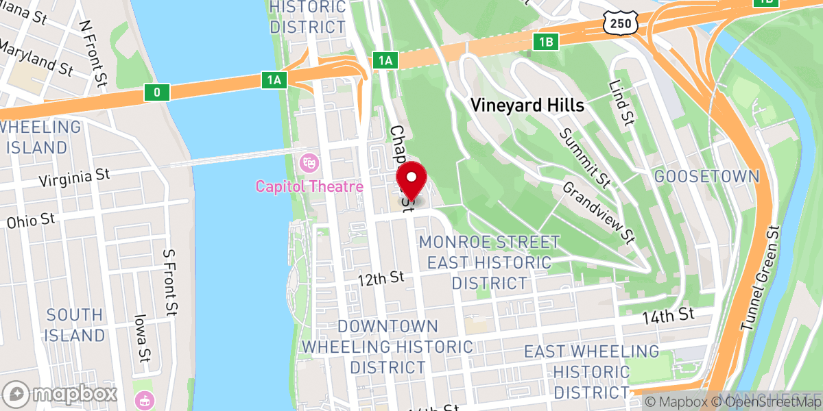 Map showing location of Pilgrim Congregational Church