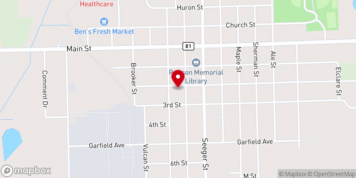 Map showing location of First Baptist Church