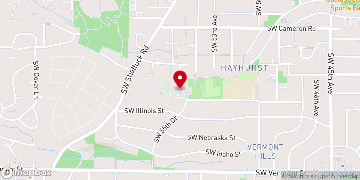Map showing location of Vermont Hills Church