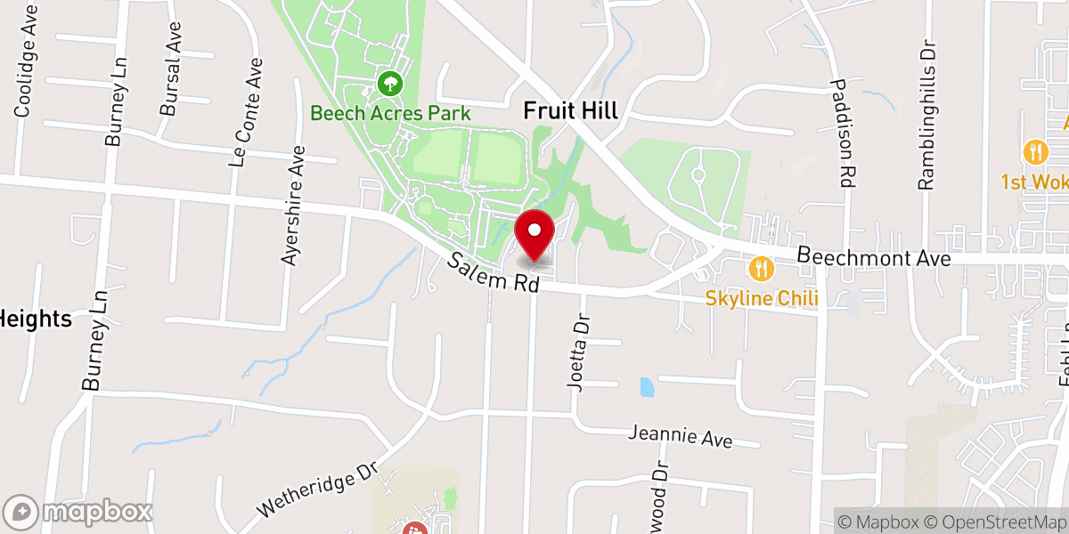 Map showing location of Parkside Christian Church
