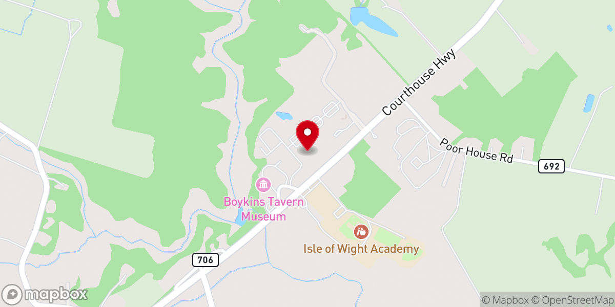 Map showing location of Isle of Wight County Administration