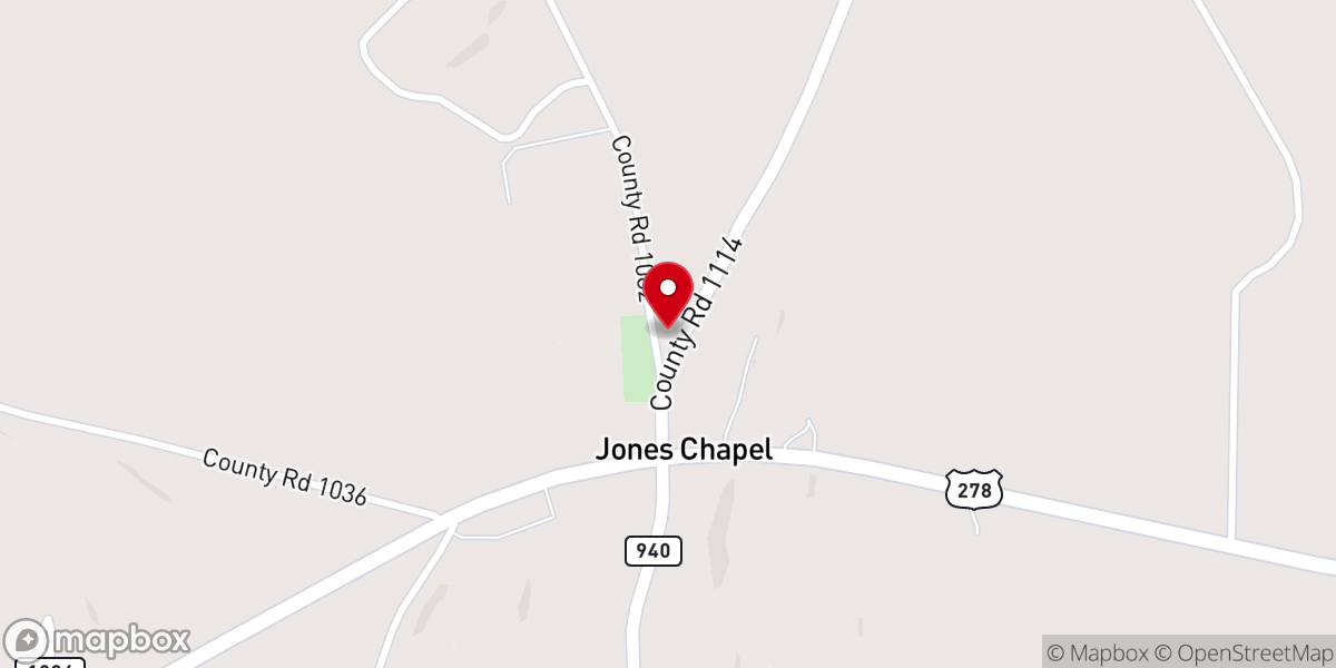 Map showing location of Jones Chapel Church of Christ