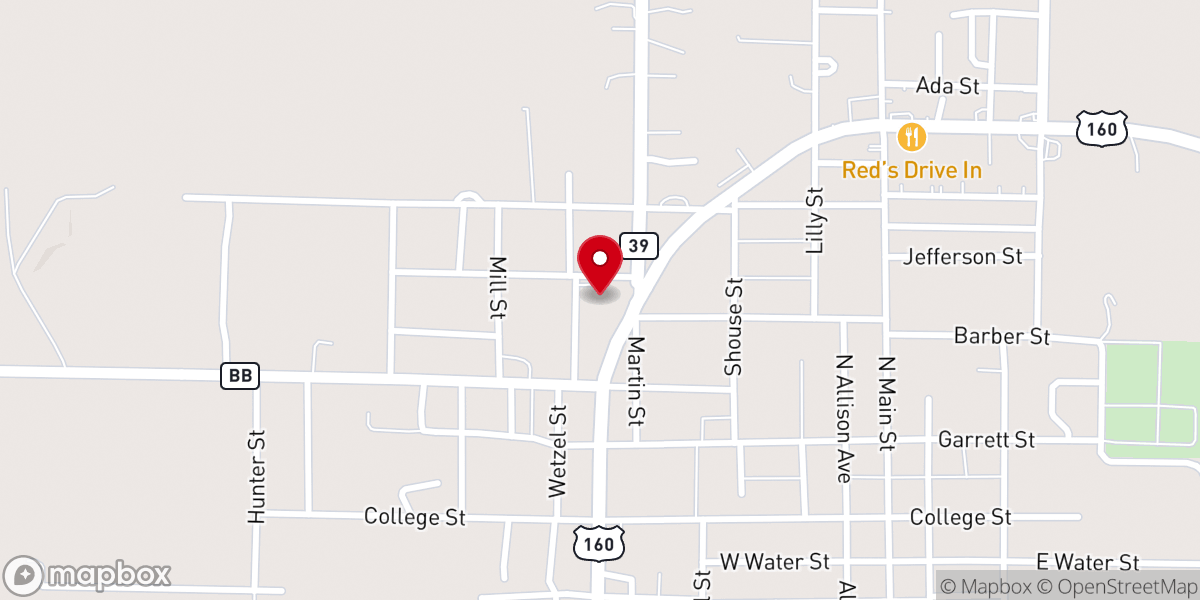 Map showing location of Emmanuel Baptist Church