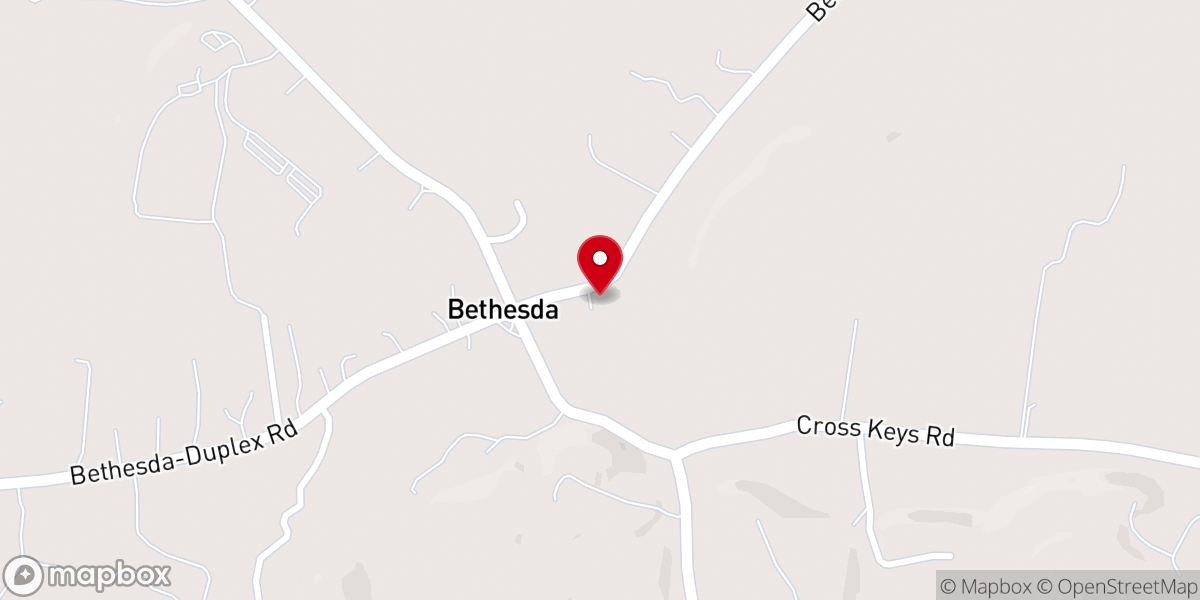 Map showing location of Bethesda Presbyterian Church