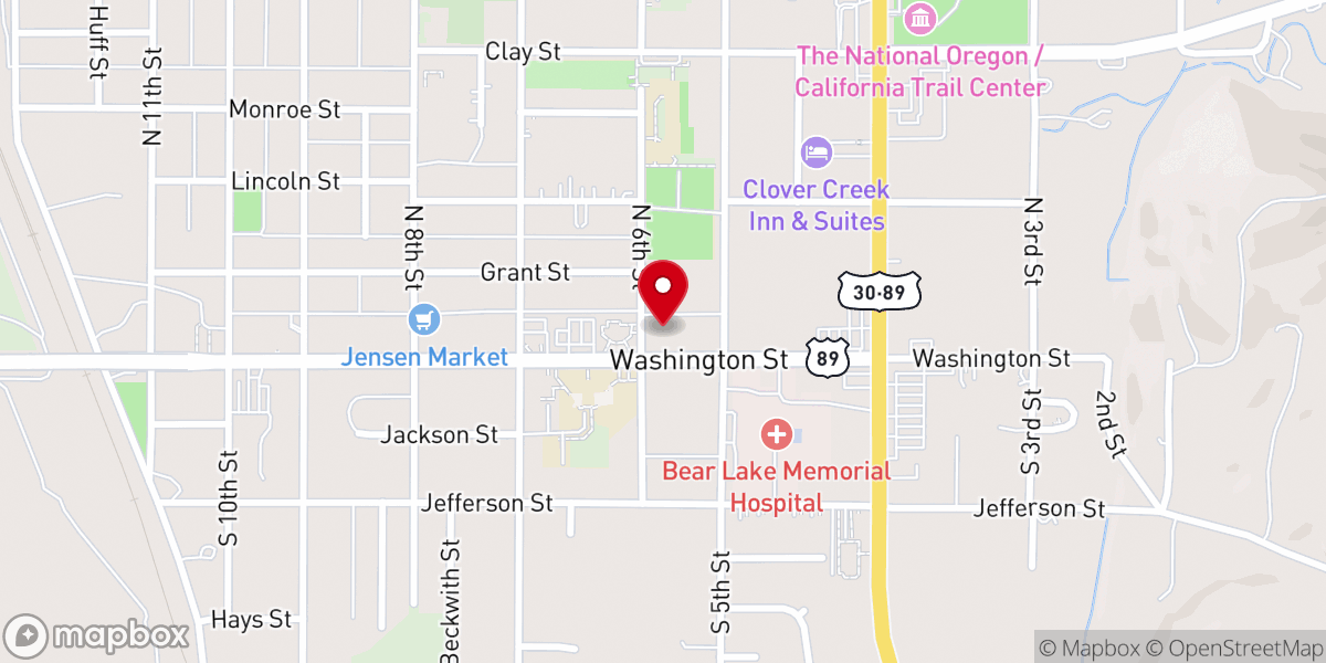 Map showing location of Montpelier Idaho Temple
