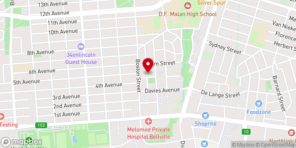 Map showing location of Bellville Methodist Church