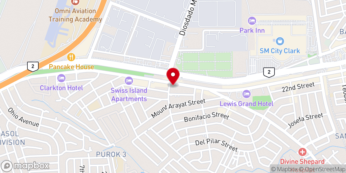 Map showing location of Clark Assembly of God Church (Clark AG)