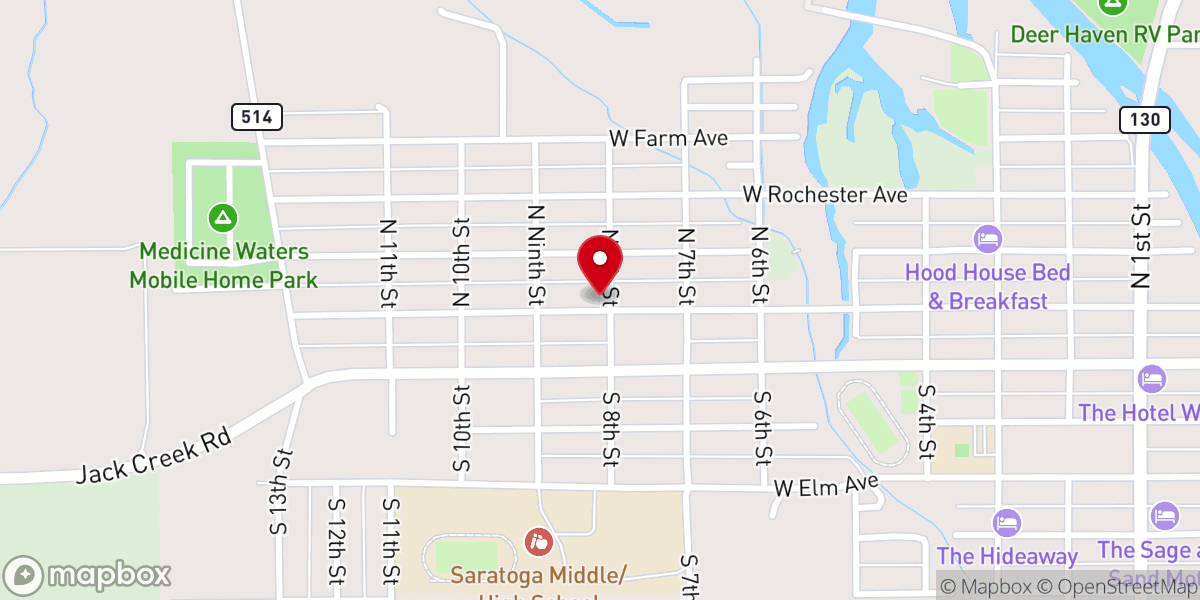 Map showing location of First Baptist Church-Saratoga