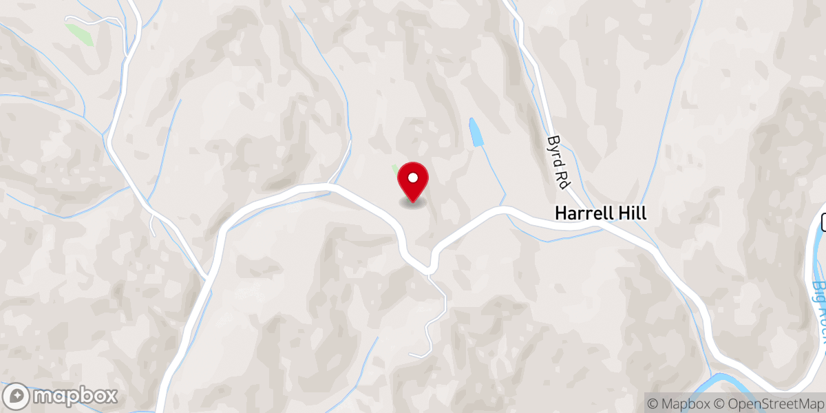 Map showing location of Harrell Hill Methodist Church