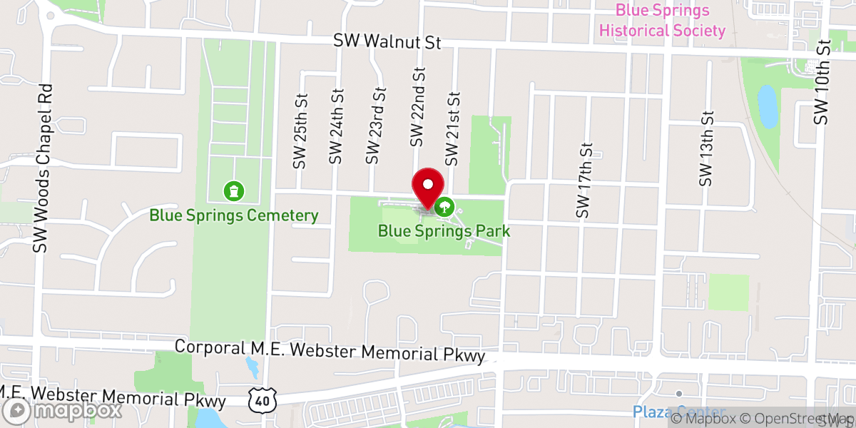 Map showing location of Blue Springs Park