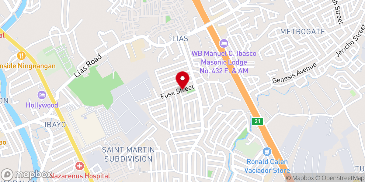 Map showing location of Our Lady of Fatima Parish Church - Meralco Village, Lias, Meycauayan City, Bulacan (Diocese of Malolos)