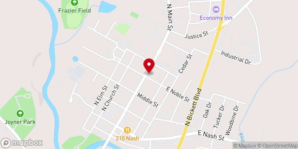 Map showing location of Louisburg United Methodist Church