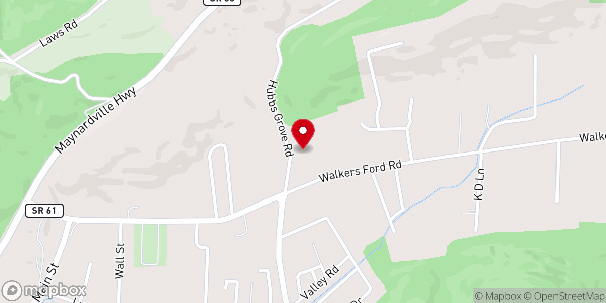 Map showing location of Hubbs Grove Baptist Church