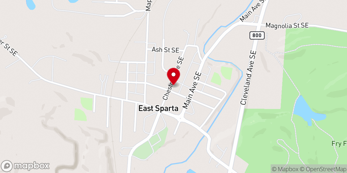 Map showing location of East Sparta Community Church