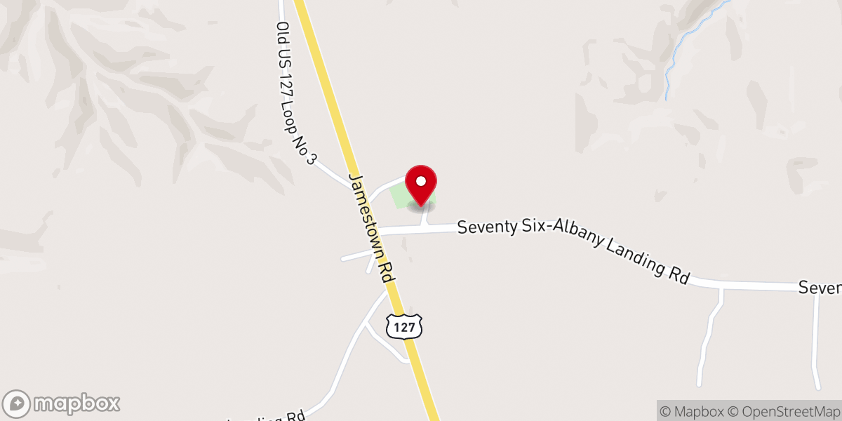 Map showing location of Cave Springs Baptist Church