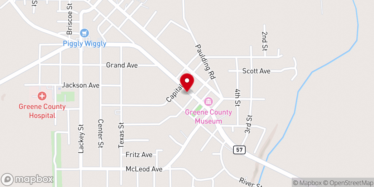 Map showing location of Encore Rehabilitation-Leakesville