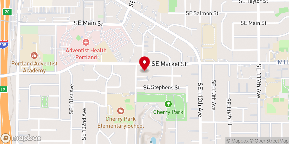 Map showing location of Cherry Park United Methodist Church