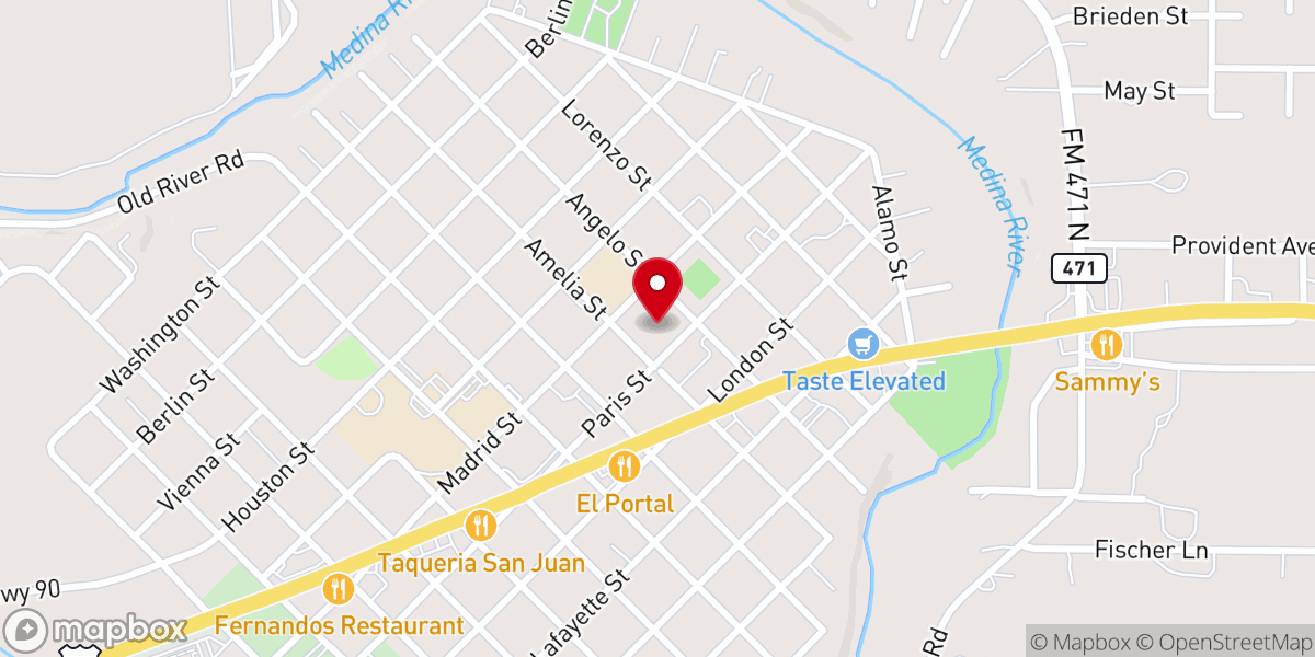 Map showing location of St. Louis Catholic Church- Castroville, Texas
