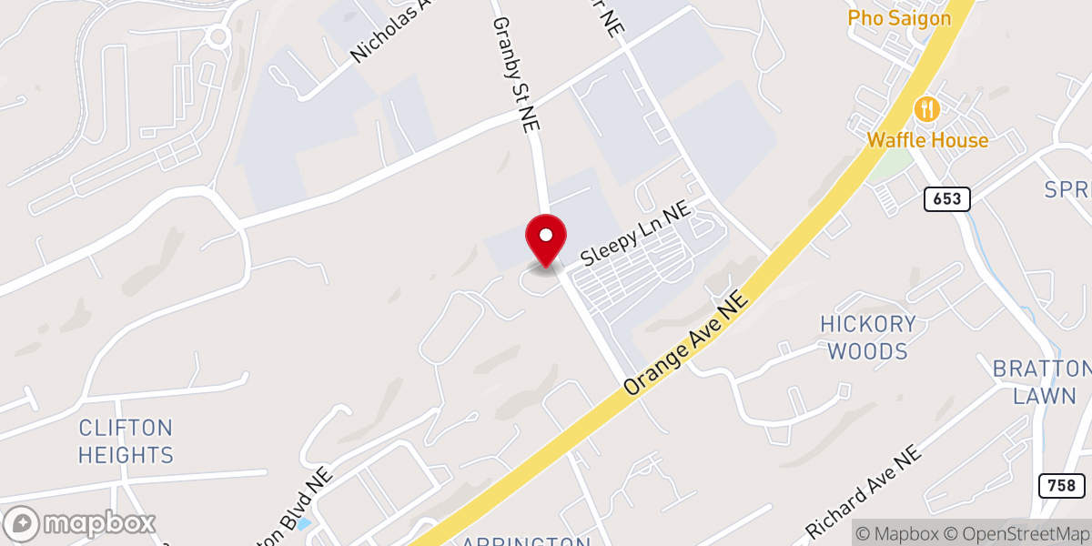 Map showing location of Agape - Vinton Roanoke Center