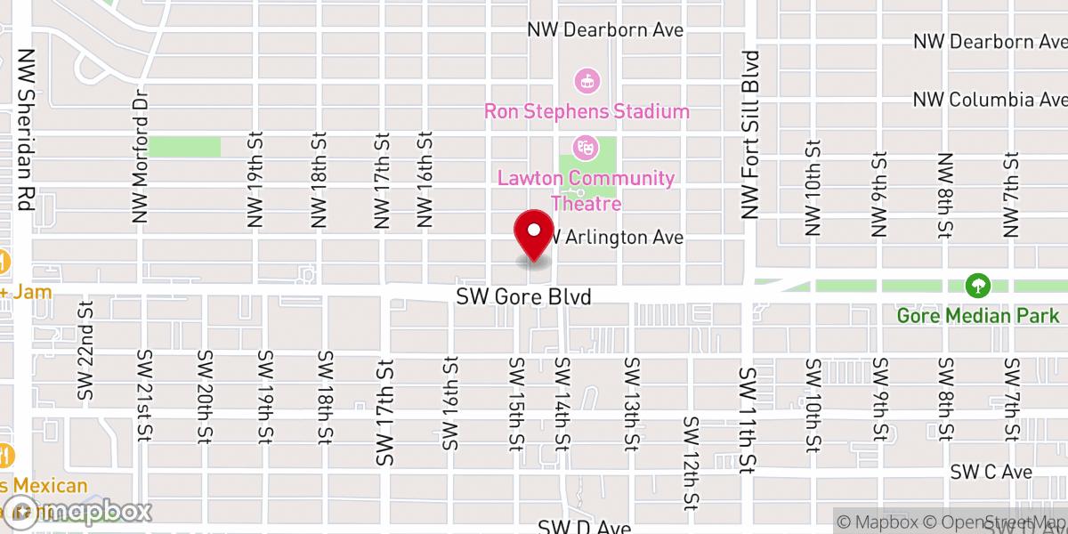 Map showing location of Lawton First Church of the Nazarene