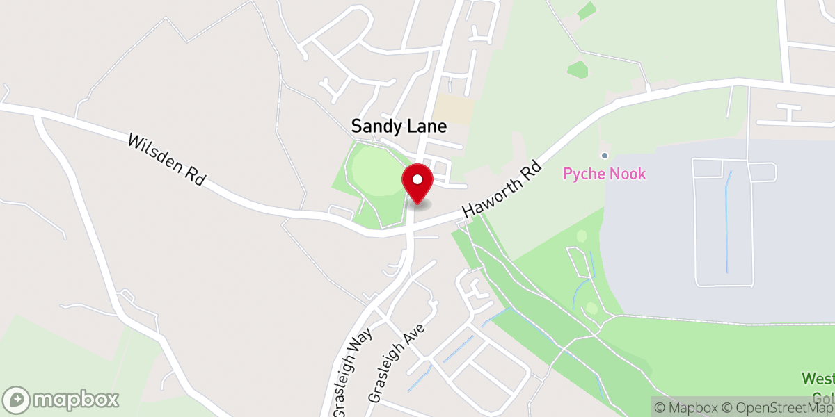 Map showing location of Sandy Lane Baptist Church