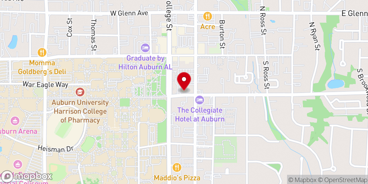 Map showing location of UKirk Presbyterian Campus Ministry