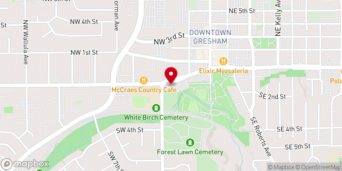 Map showing location of First Baptist Church Gresham
