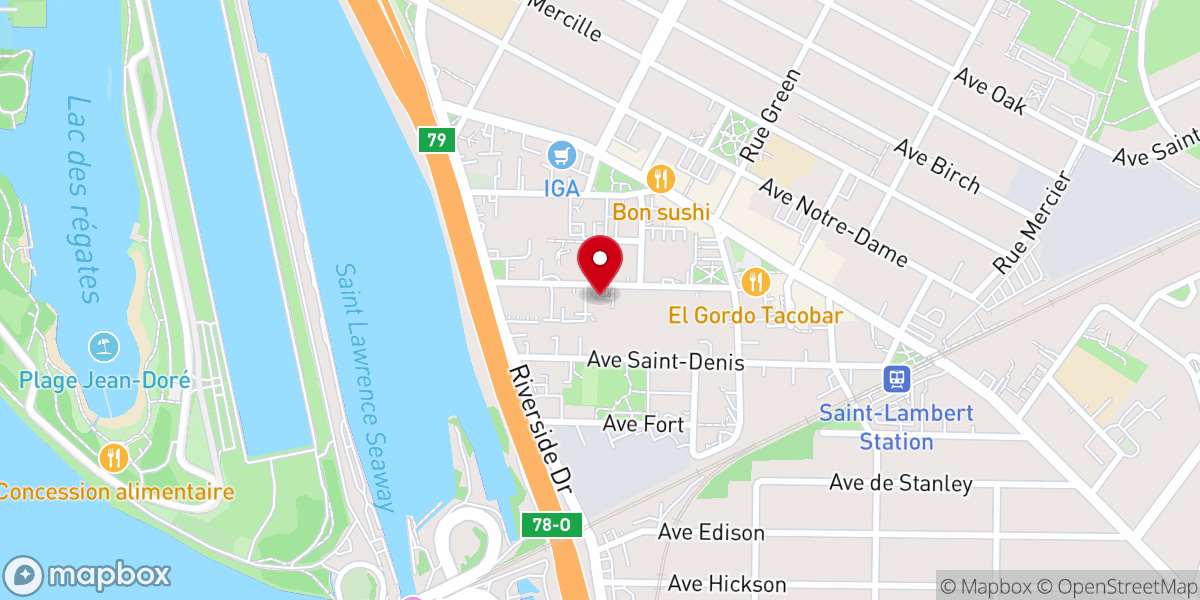 Map showing location of St-Lambert Catholic Church