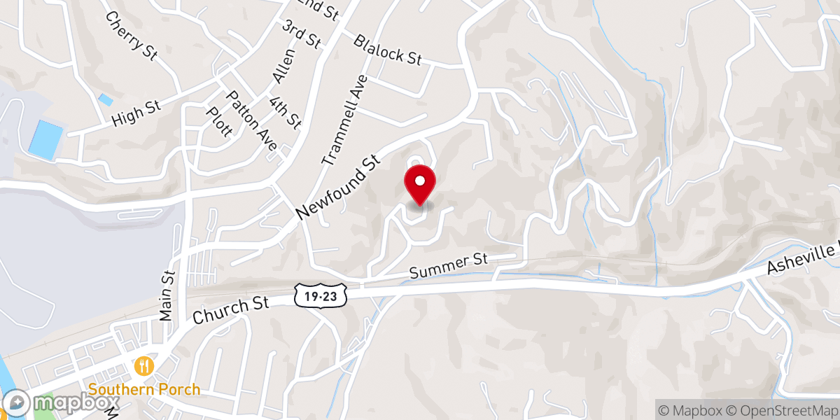 Map showing location of East Canton Baptist Church