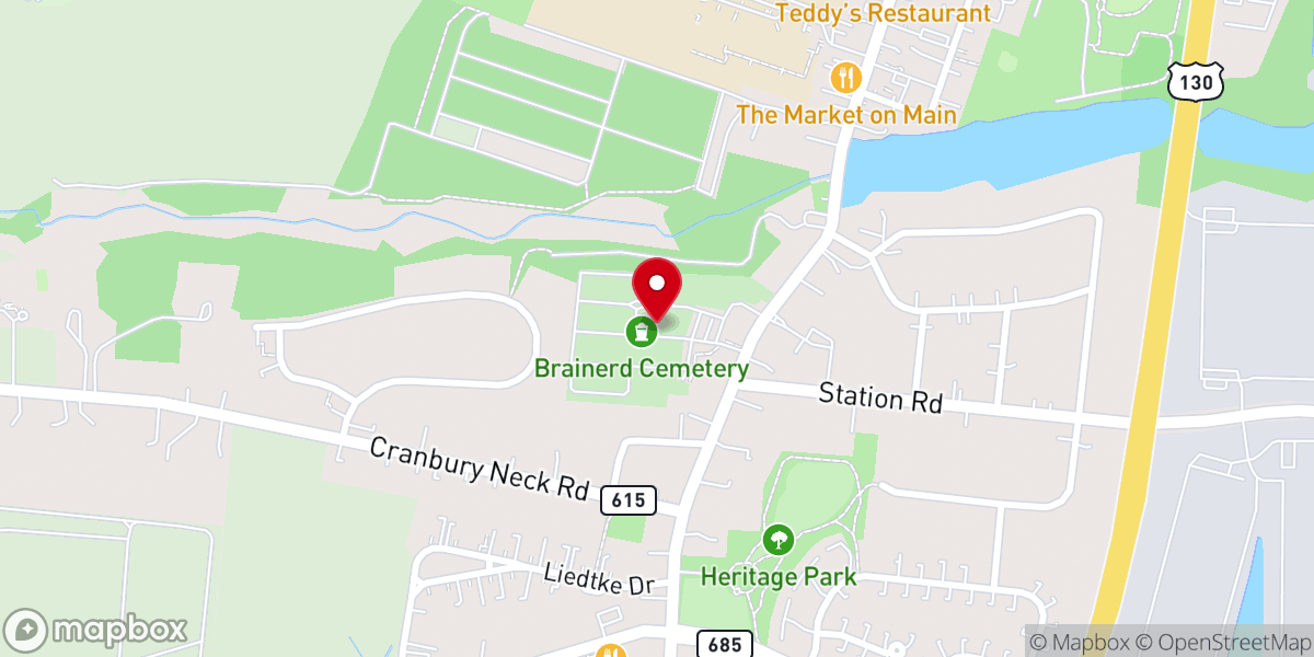 Map showing location of First Presbyterian Church of Cranbury