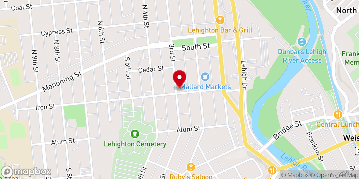 Map showing location of Trinity Evangelical Lutheran Church