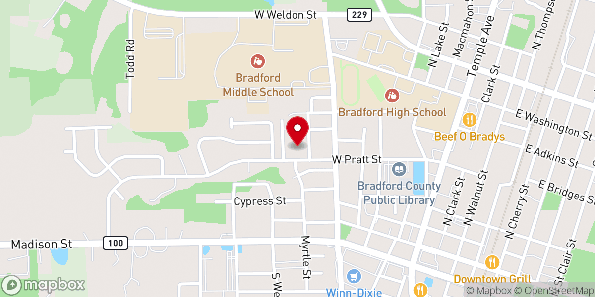 Map showing location of Smyrna Baptist Church