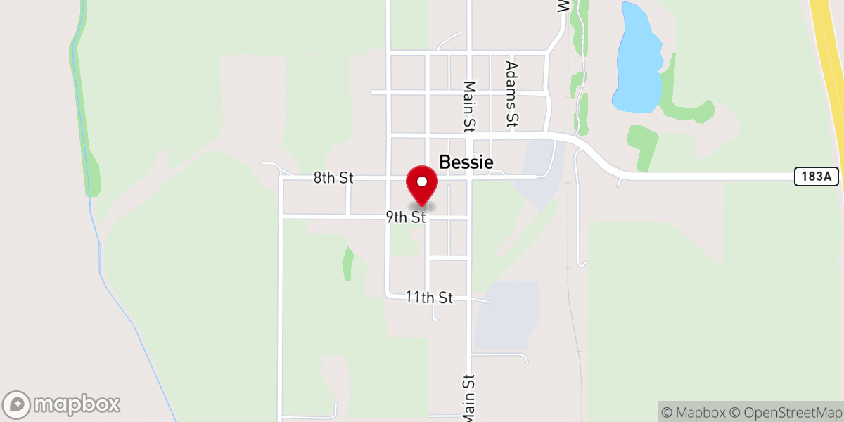 Map showing location of Bessie Baptist Church