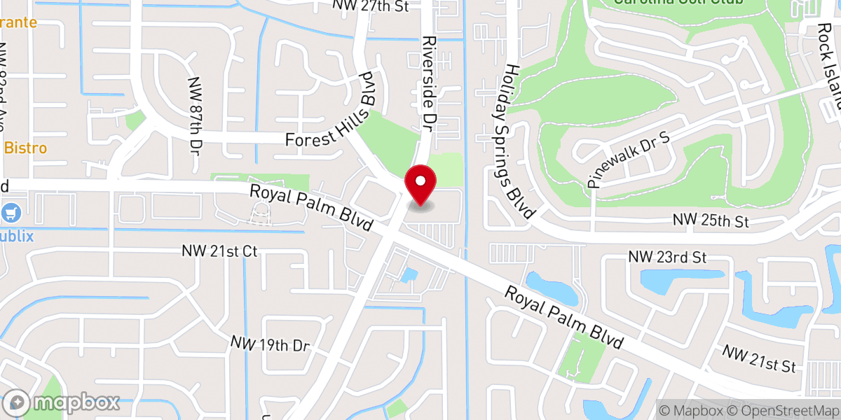 Map showing location of First Presbyterian Church Coral Springs