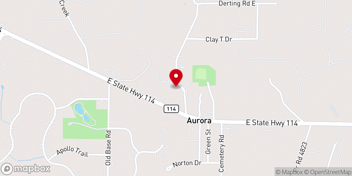 Map showing location of Aurora Baptist Church