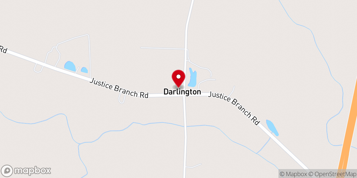 Map showing location of Darlington Baptist Church