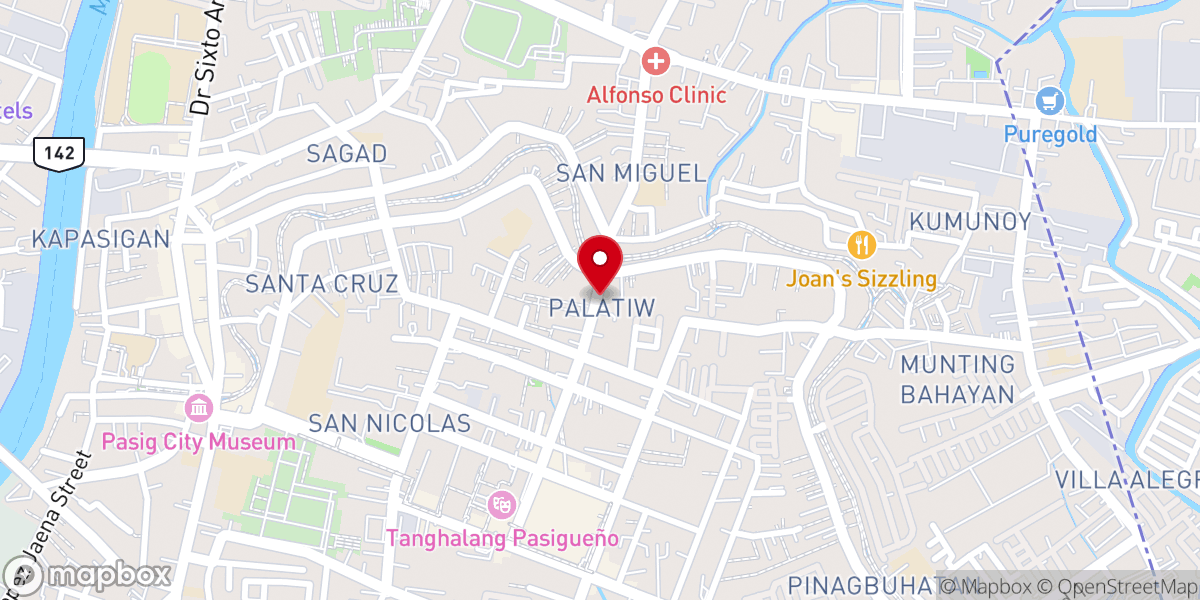 Map showing location of San Agustin Parish Church - Palatiw, Pasig City (Diocese of Pasig)