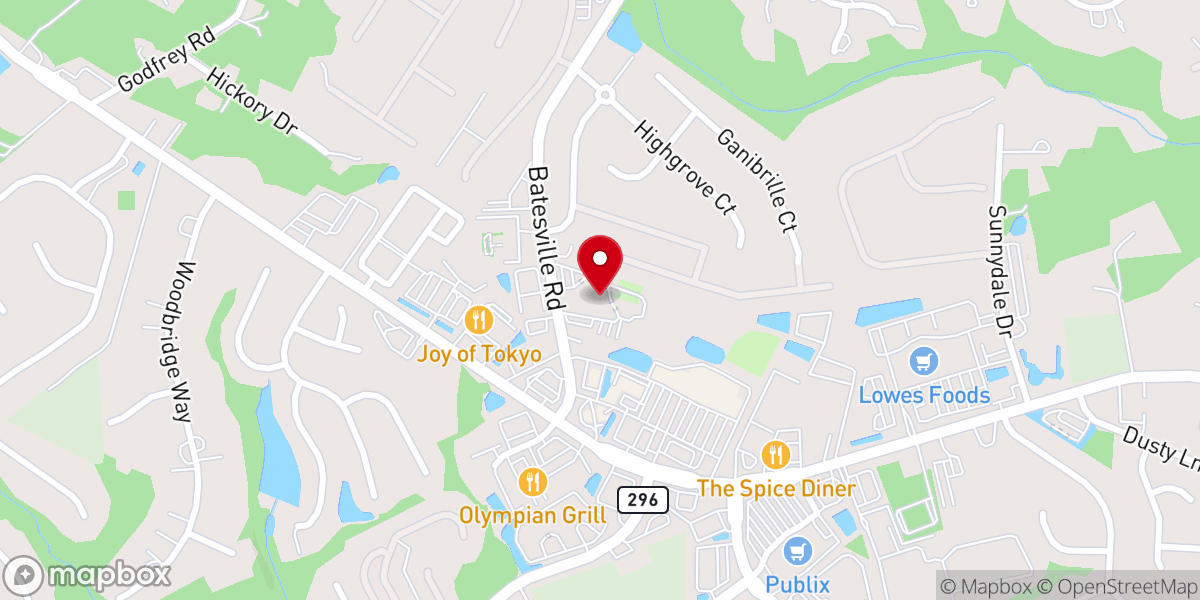 Map showing location of Five Forks Baptist Church