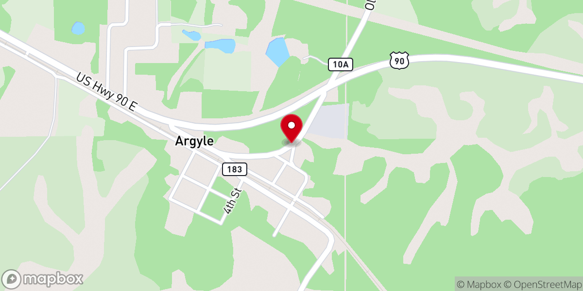 Map showing location of Argyle, FL 32422