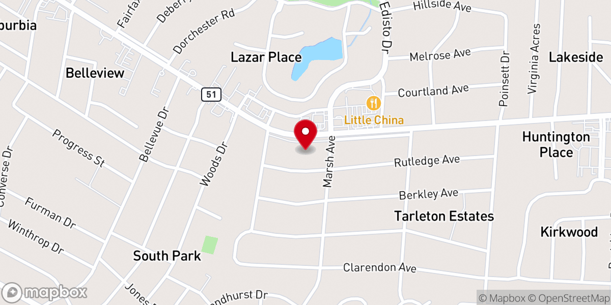Map showing location of Highland Park Church