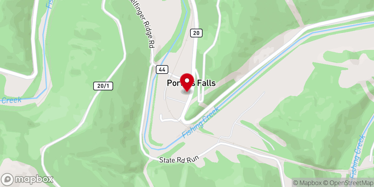 Map showing location of Porters Falls Methodist Church