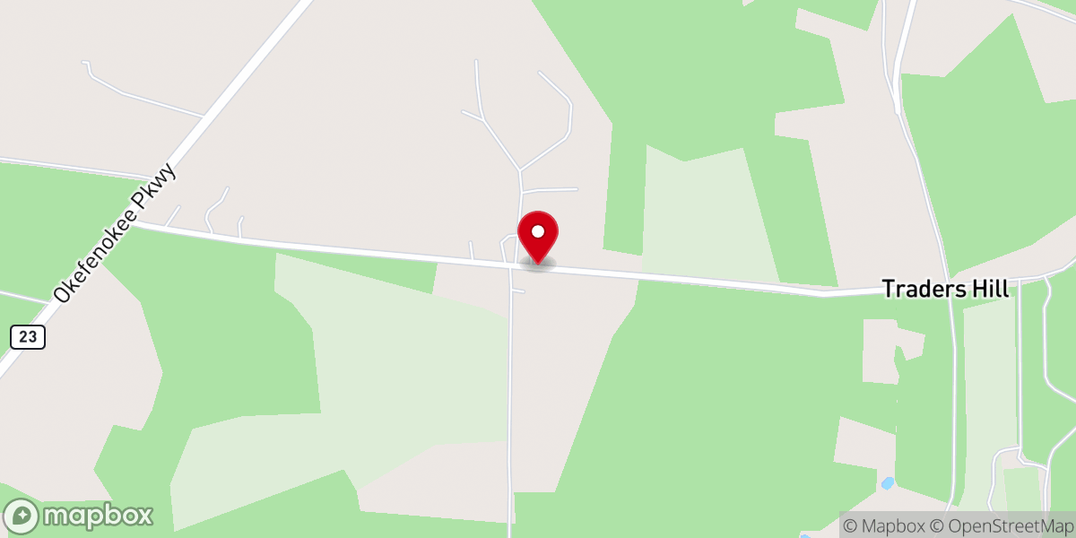 Map showing location of Trader's Hill Methodist Church