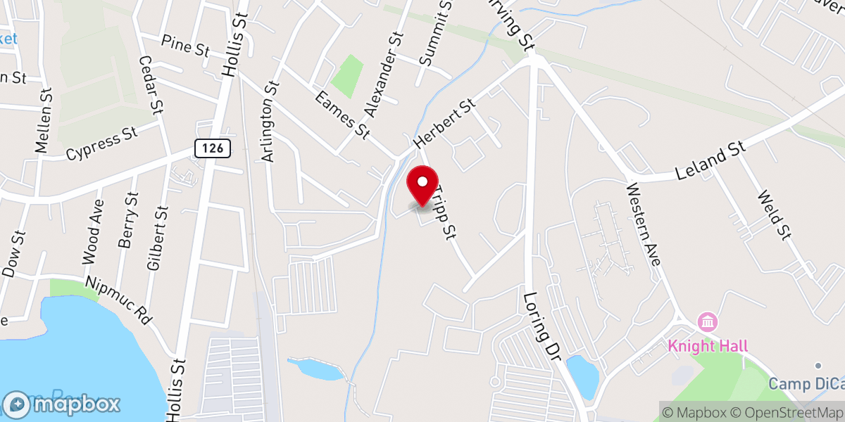 Map showing location of Ministerios Ebenezer Framingham