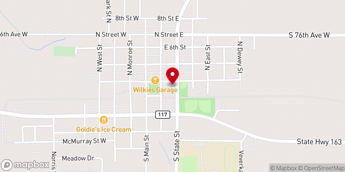 Map showing location of Prairie City Police Department