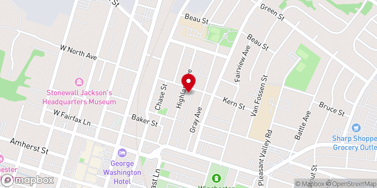 Map showing location of Highland Food Pantry