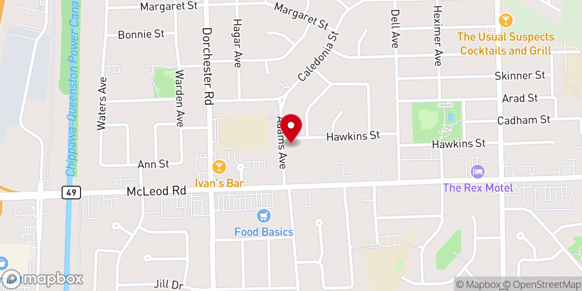 Map showing location of Niagara Falls Gospel Hall