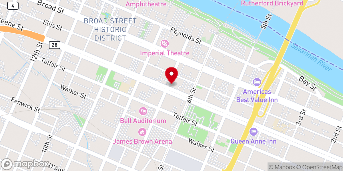 Map showing location of First Christian Church of Augusta