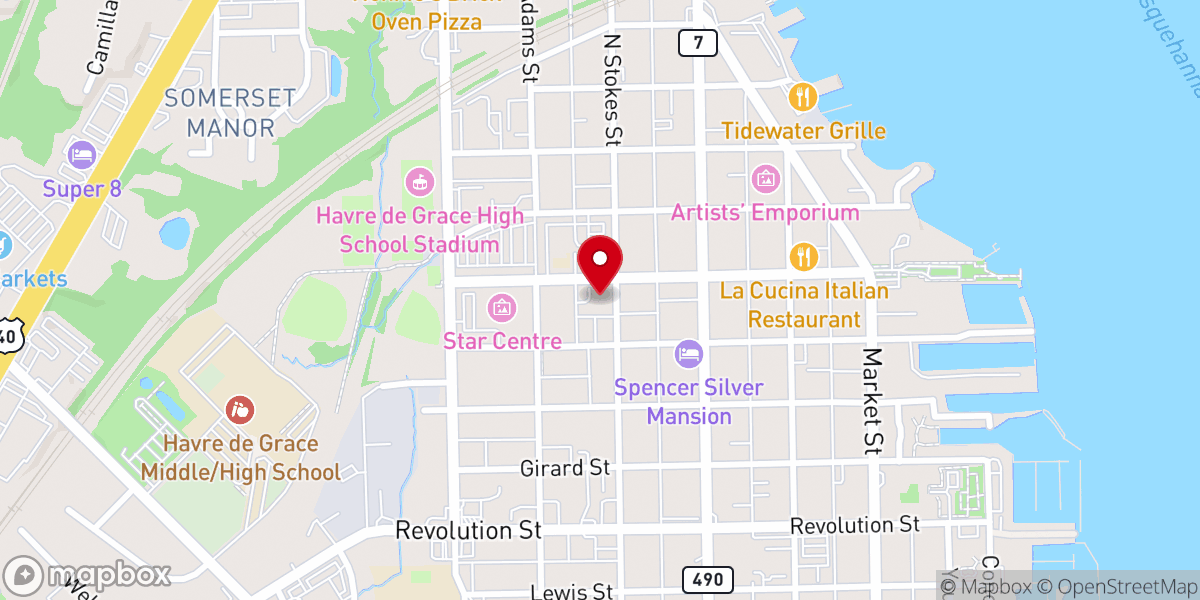 Map showing location of First Baptist Church of Havre de Grace